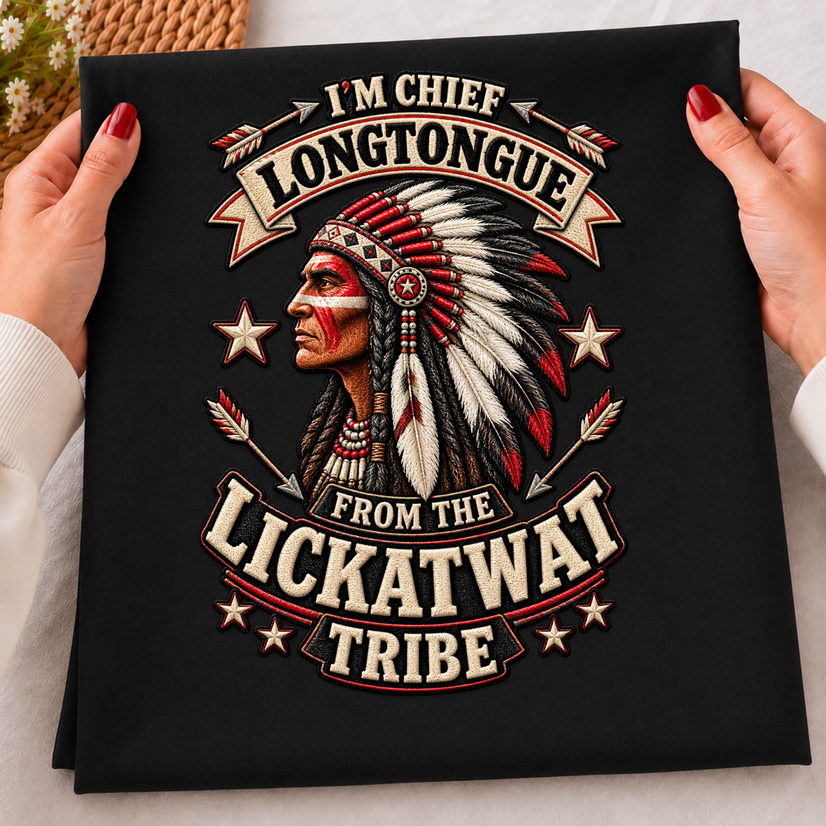 Chief Longtongue Lickatwat Tribe PNG SVG, Funny Biker Embroidery Graphic