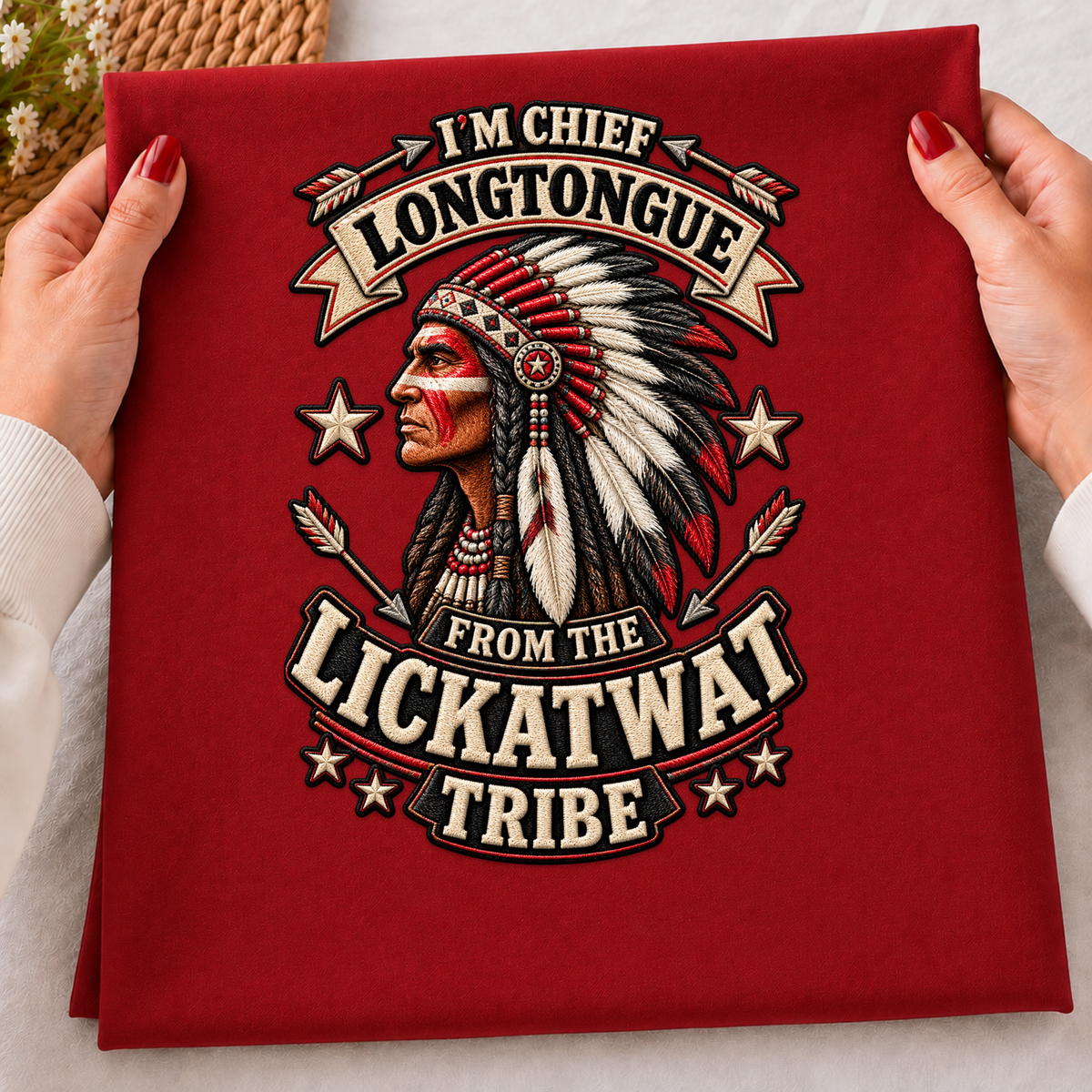 Chief Longtongue Lickatwat Tribe PNG SVG, Funny Biker Embroidery Graphic