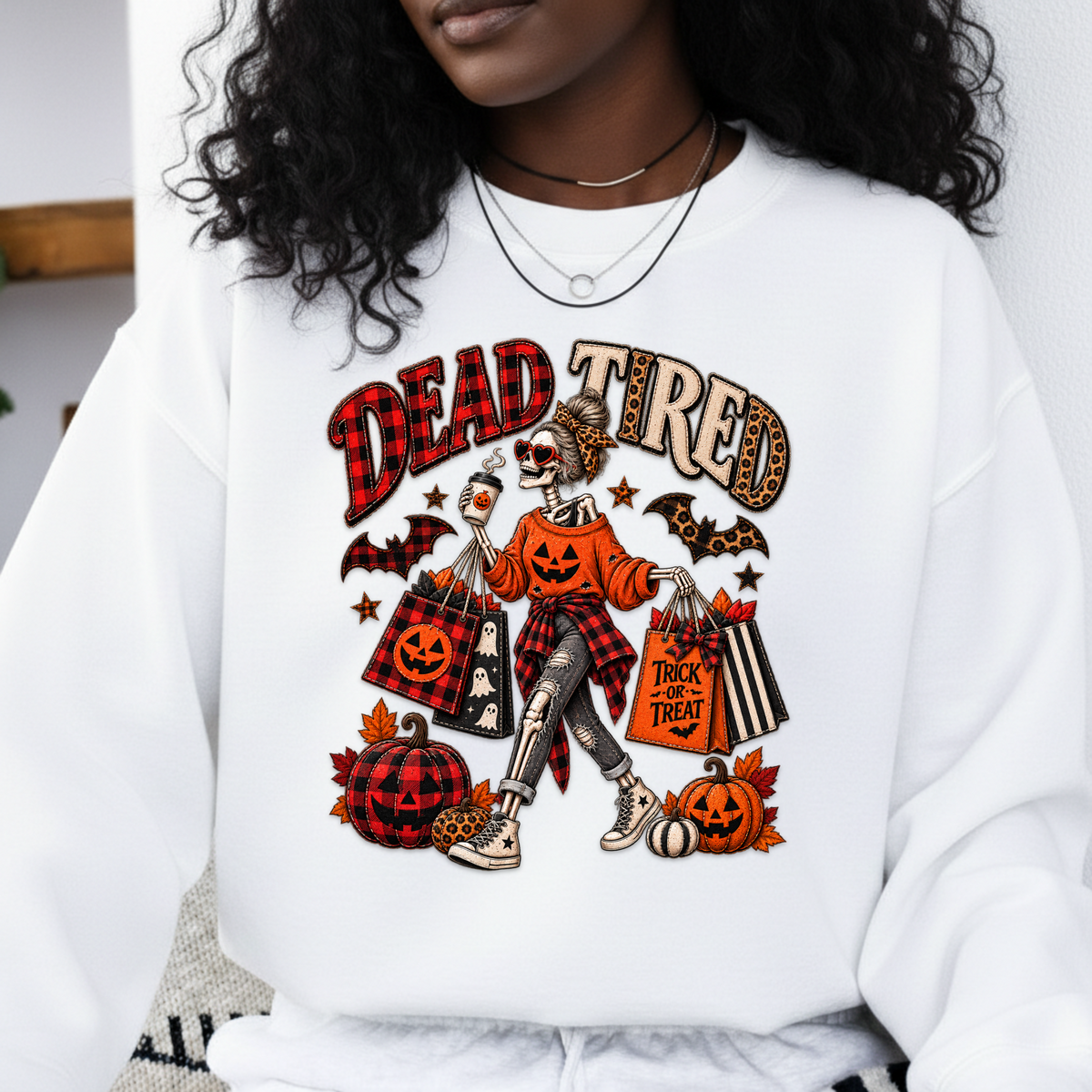 Dead Tired Skeleton PNG SVG Design T Shirt Funny Halloween Graphic