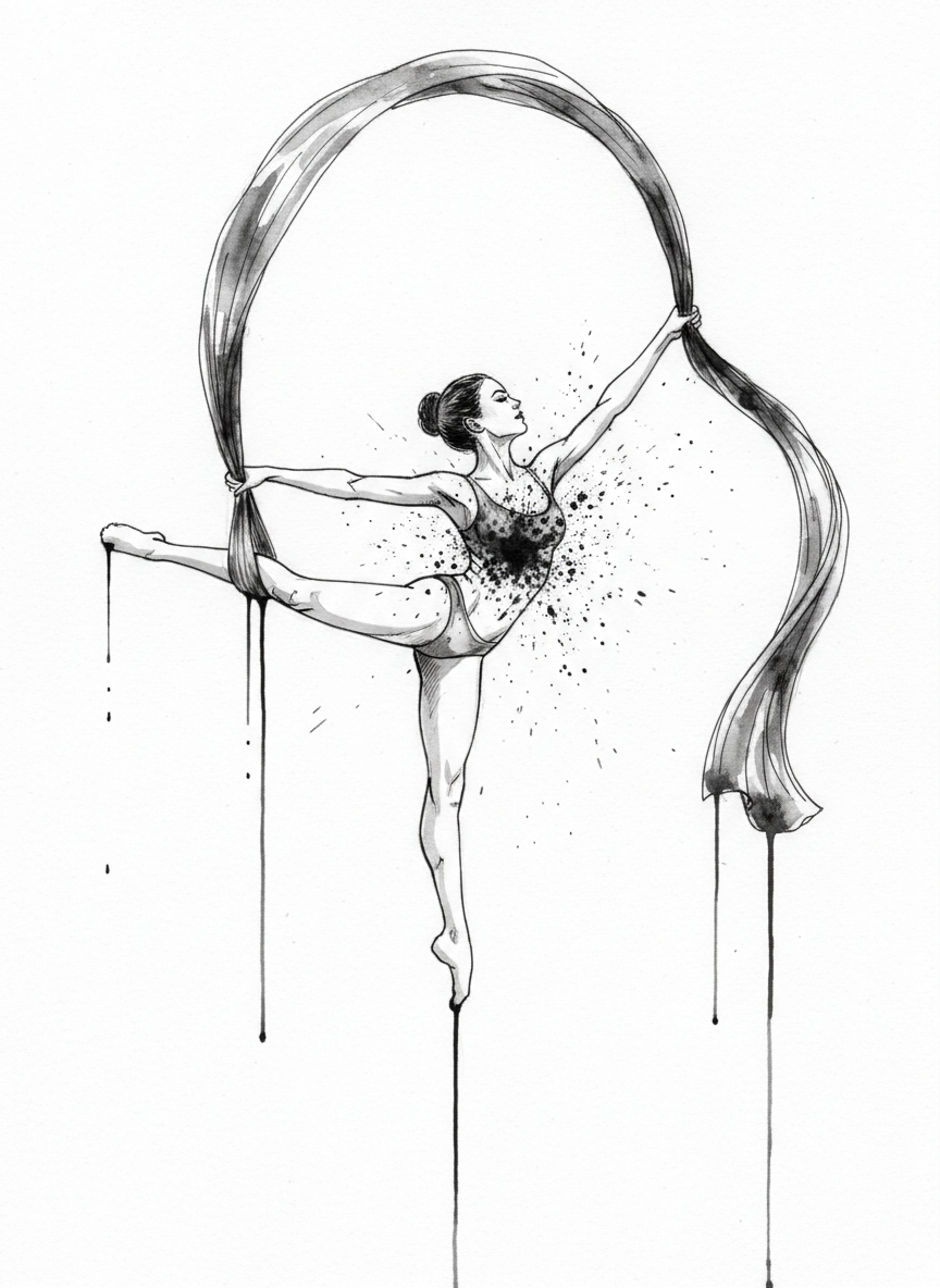 30 Aerial Silks PNG Clip Art Black Ink Contortion Acrobat Clipart Download