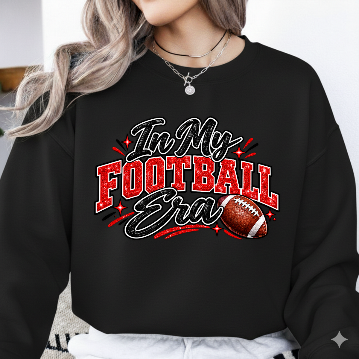 In My Football Era Red Glitter Game Day PNG SVG, Trendy Sports Graphic