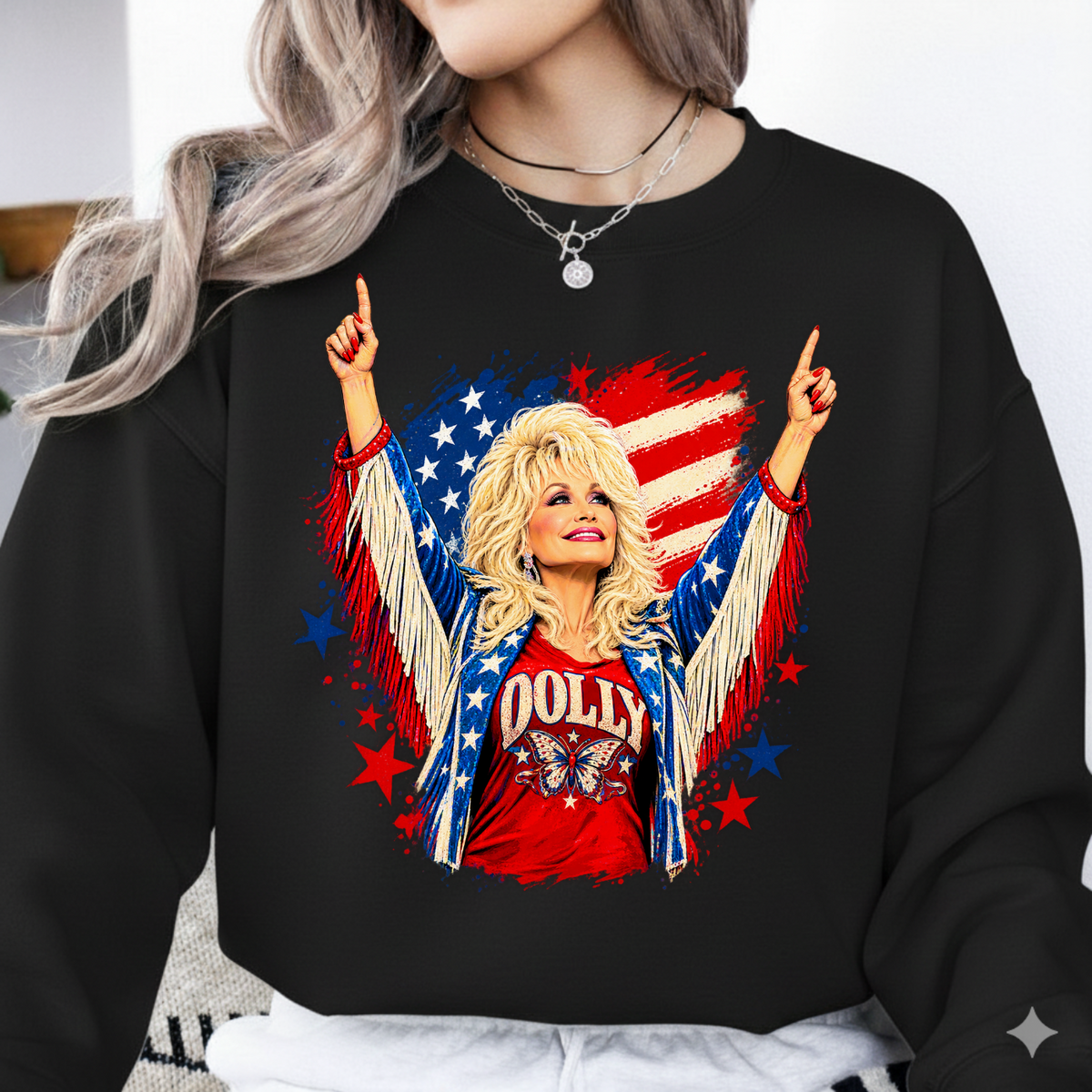 Patriotic Dolly Parton Stars and Stripes PNG SVG, Country Music Graphic