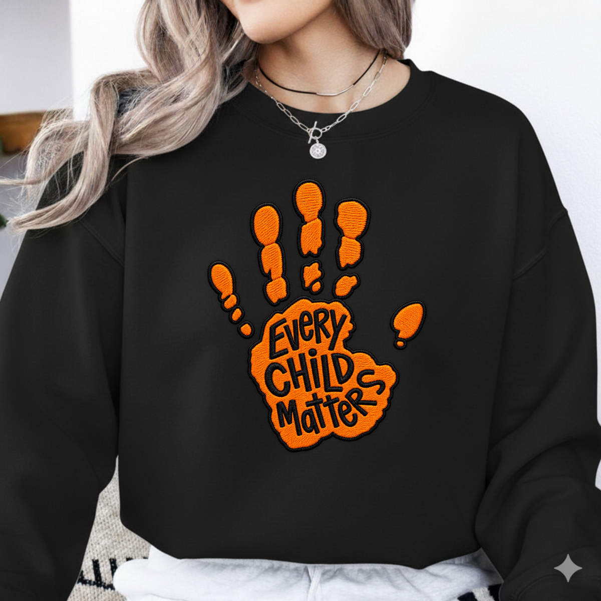 Every Child Matters Handprint PNG SVG, Orange Shirt Day Faux Embroidery Design
