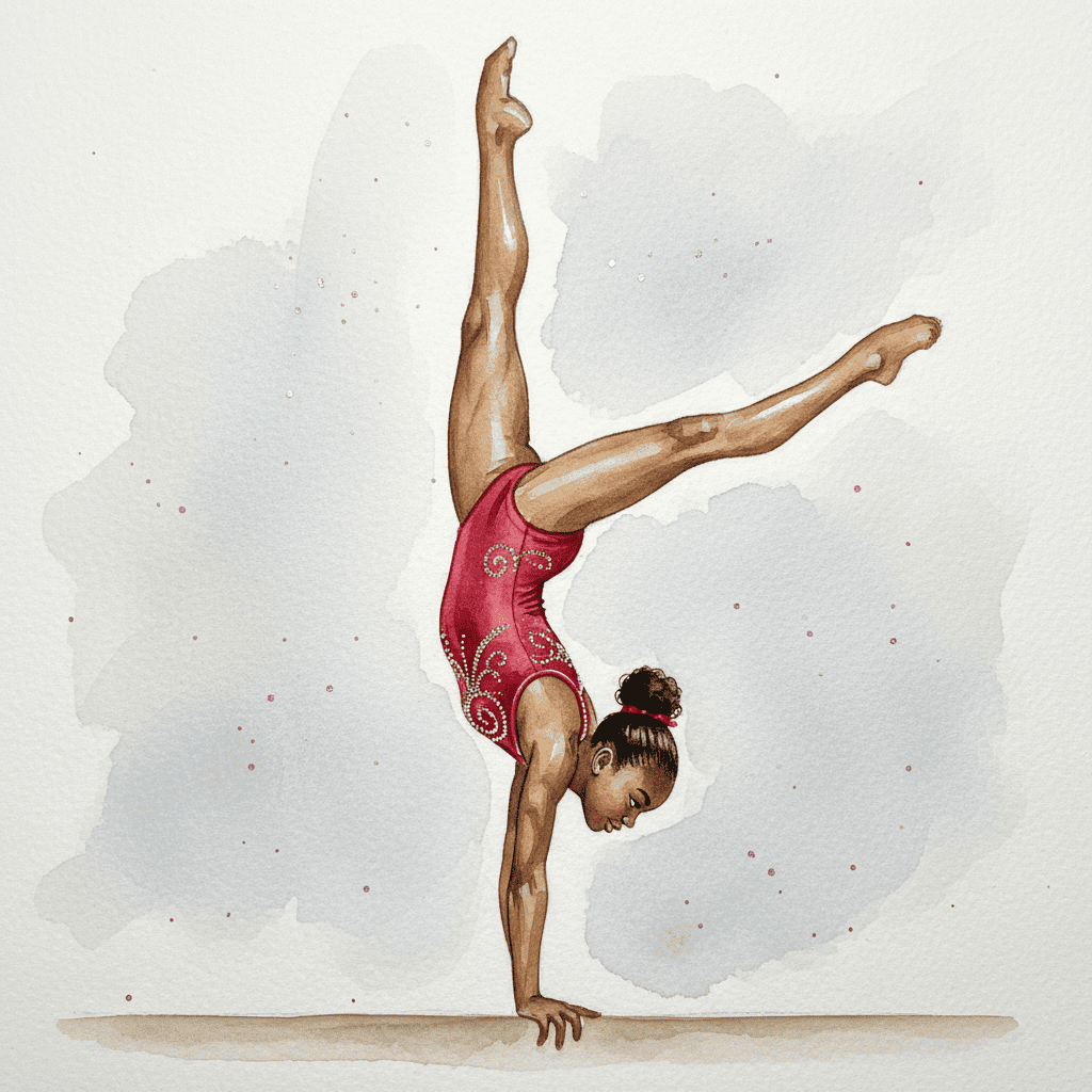 54 Gymnastics Watercolor PNG Clip Art Bundle Black Girl Gymnast Clipart Download