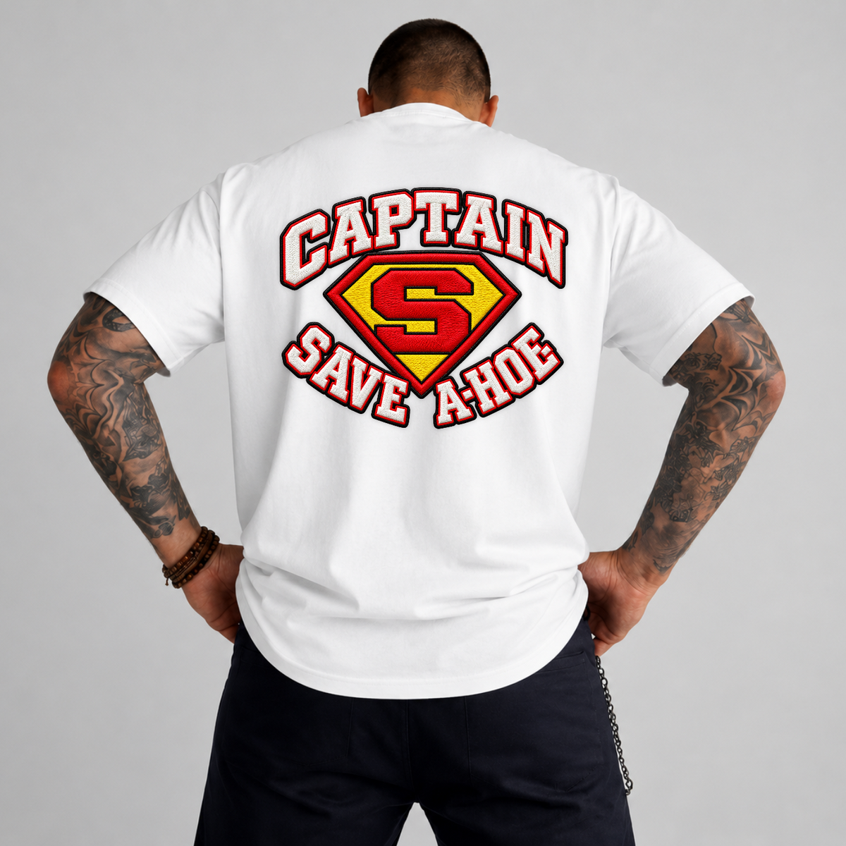 Captain Save A Hoe Faux Embroidery PNG SVG, Funny Hip Hop Emblem Graphic