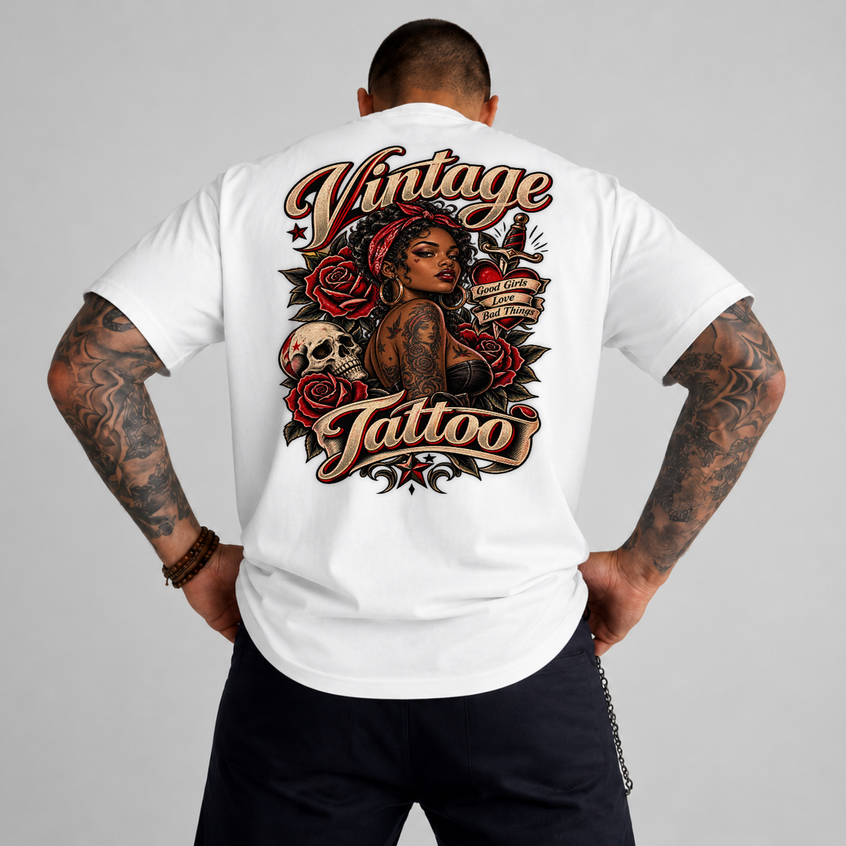 Vintage Tattoo Good Girls Love Bad Things PNG SVG, Retro Graphic