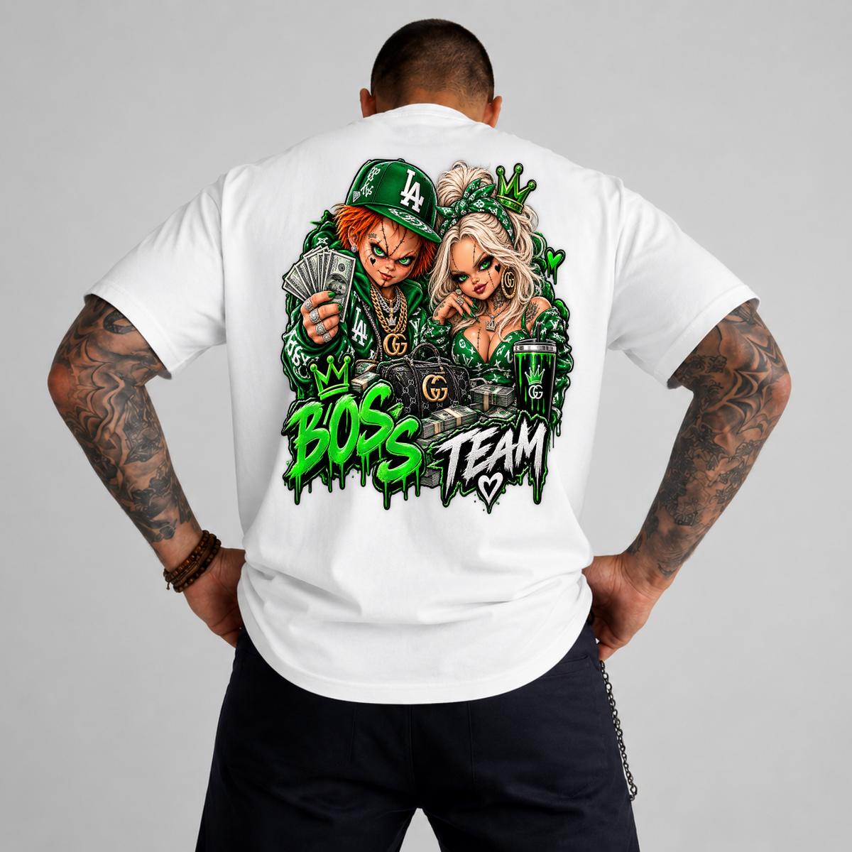 Boss Team Chucky and Tiffany Luxury Streetwear PNG SVG, Urban Horror Graphic