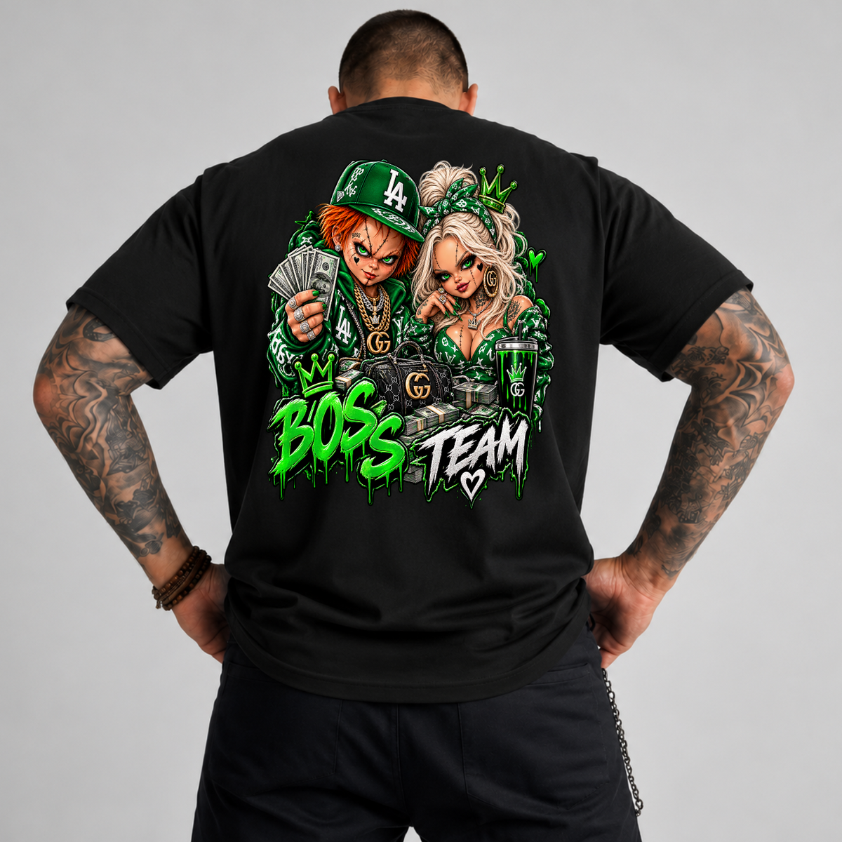 Boss Team Chucky and Tiffany Luxury Streetwear PNG SVG, Urban Horror Graphic