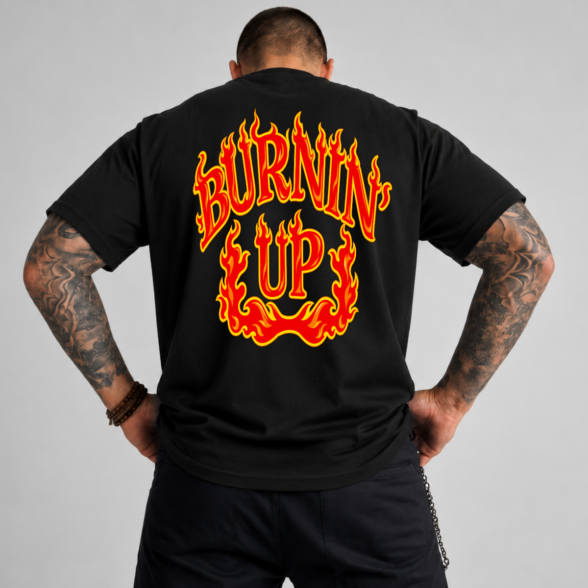 Burnin Up Fiery Flame Typography PNG SVG, Vintage Hot Rod Graphic