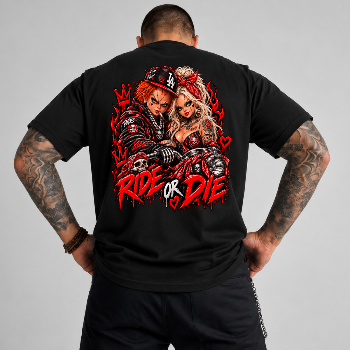 Ride Or Die Chucky and Tiffany Biker Halloween PNG SVG, Urban Horror Graphic