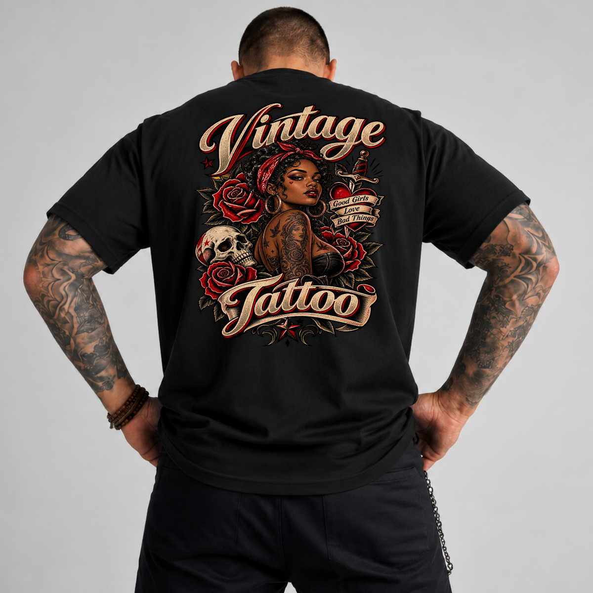 Vintage Tattoo Good Girls Love Bad Things PNG SVG, Retro Graphic