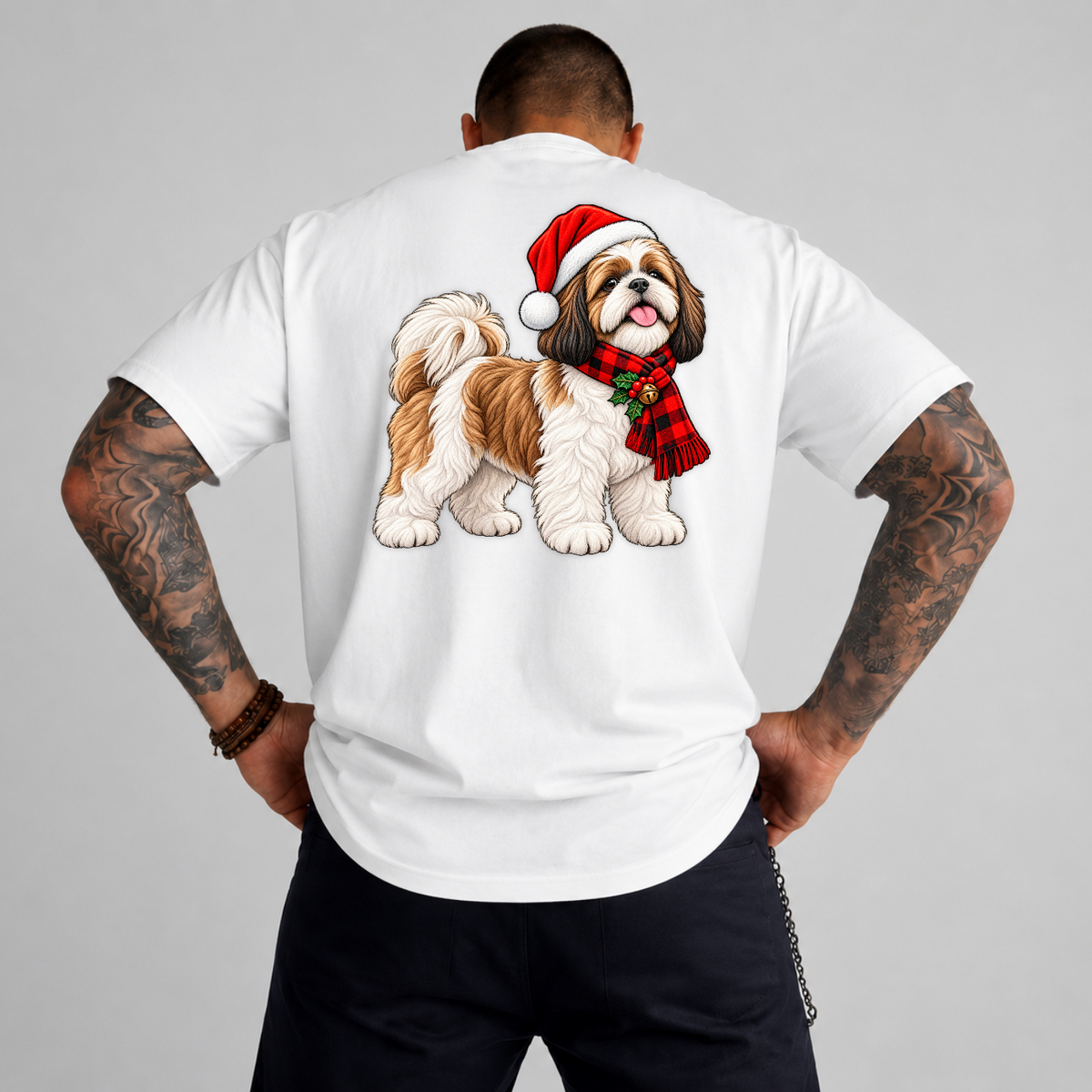 Christmas Dog Shih Tzu Santa Hat PNG SVG, Cute Xmas Pet Graphic