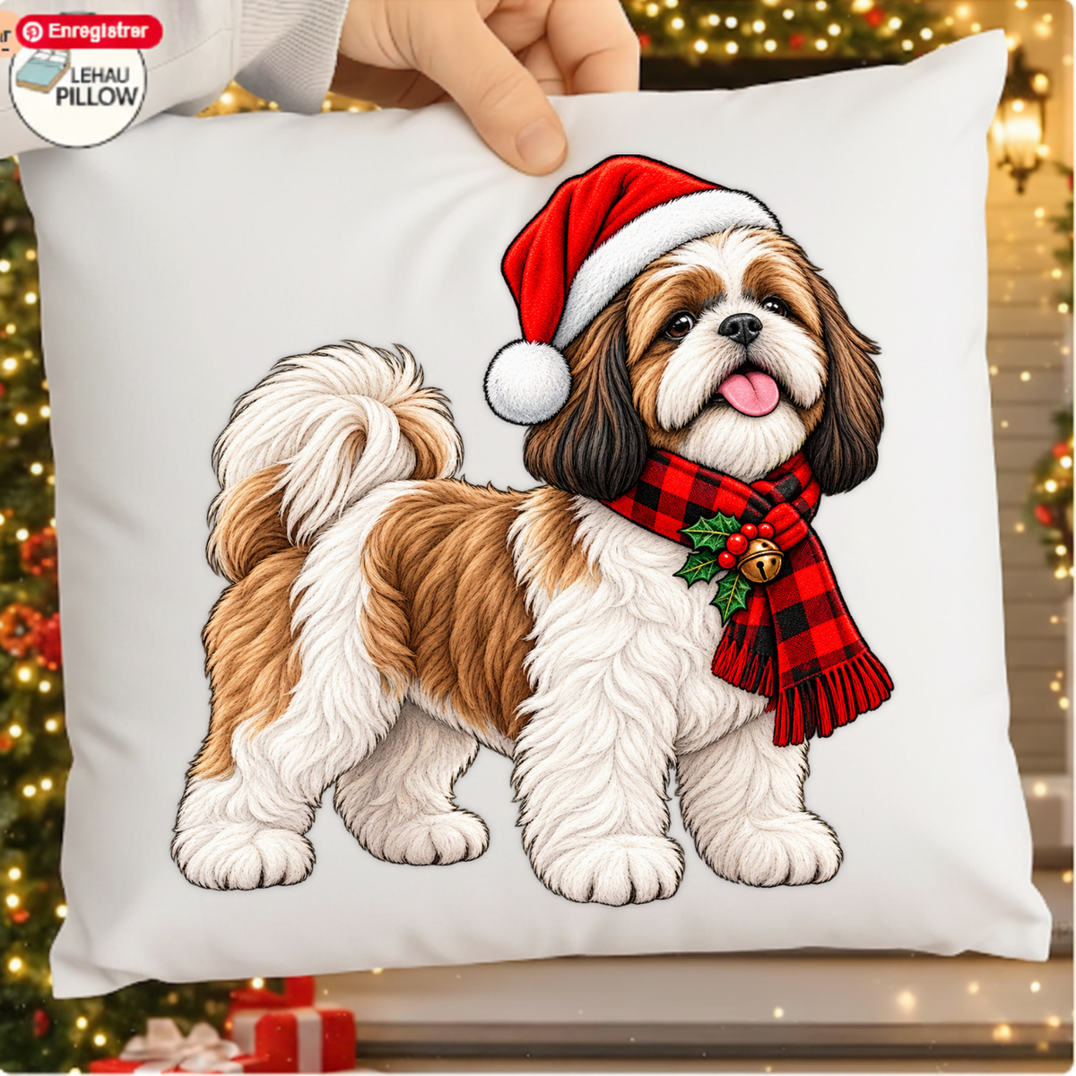 Christmas Dog Shih Tzu Santa Hat PNG SVG, Cute Xmas Pet Graphic