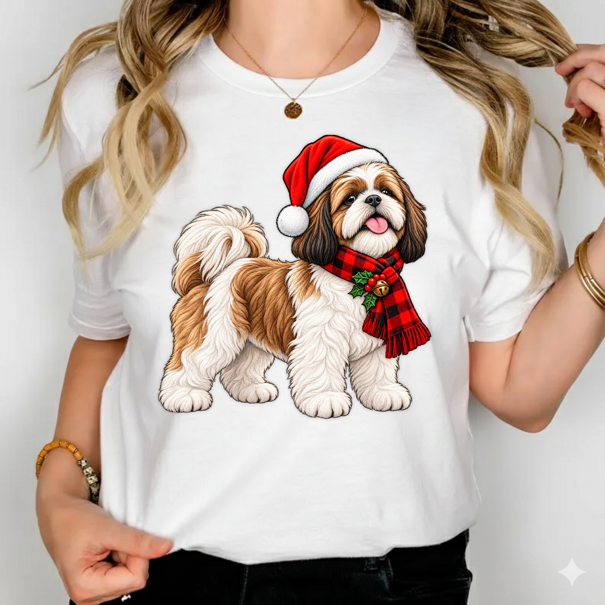 Christmas Dog Shih Tzu Santa Hat PNG SVG, Cute Xmas Pet Graphic
