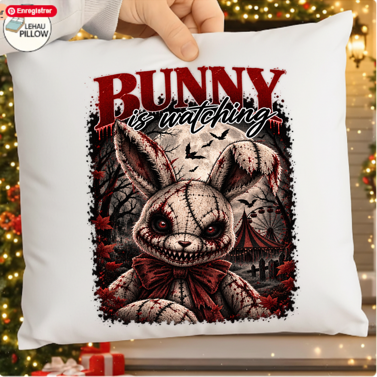 Creepy Bunny Is Watching Horror Halloween PNG SVG, Spooky Graphic Design