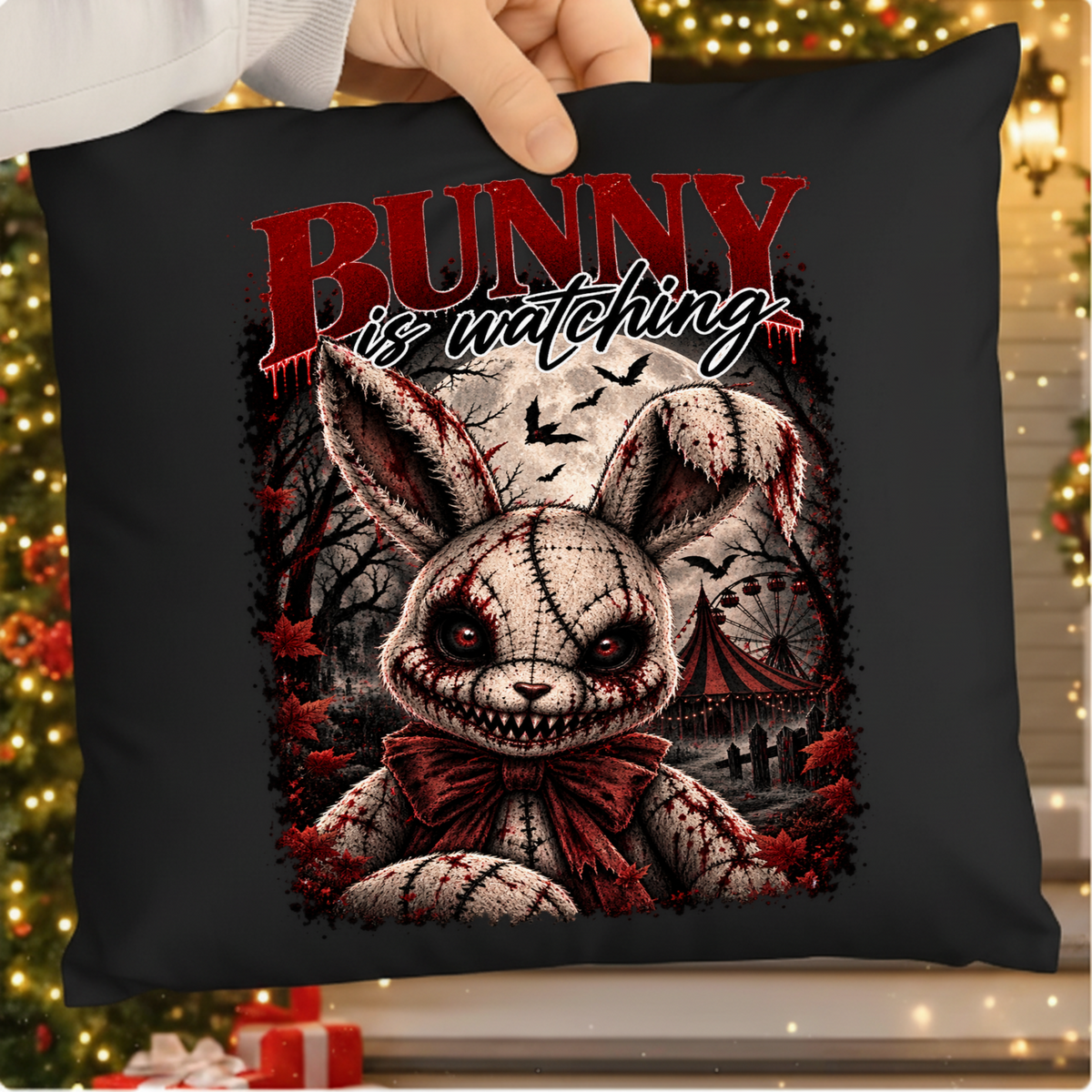 Creepy Bunny Is Watching Horror Halloween PNG SVG, Spooky Graphic Design