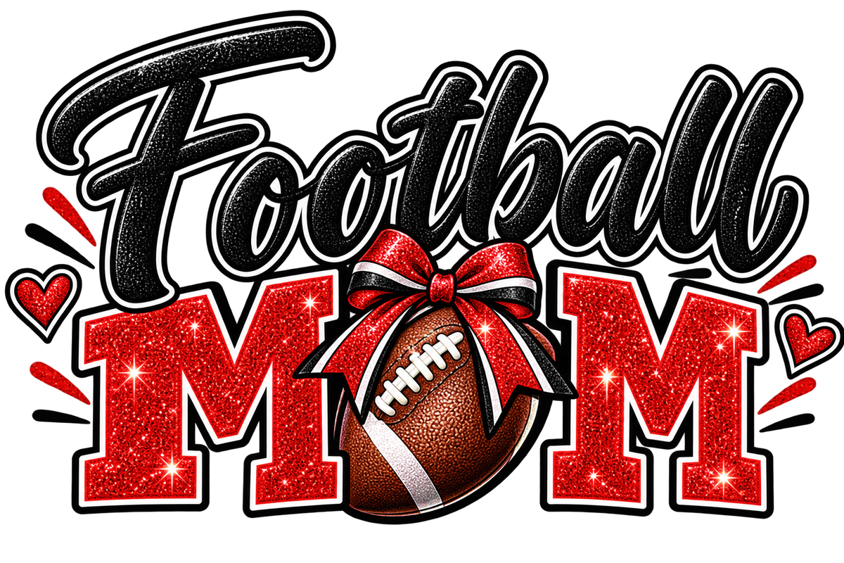 Red Glitter Game Day Football PNG SVG Bundle, 4 Sports Graphics