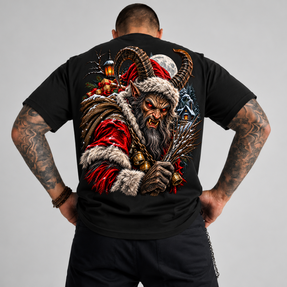 Krampus Evil Christmas Horned Santa PNG SVG, Dark Gothic Holiday Graphic