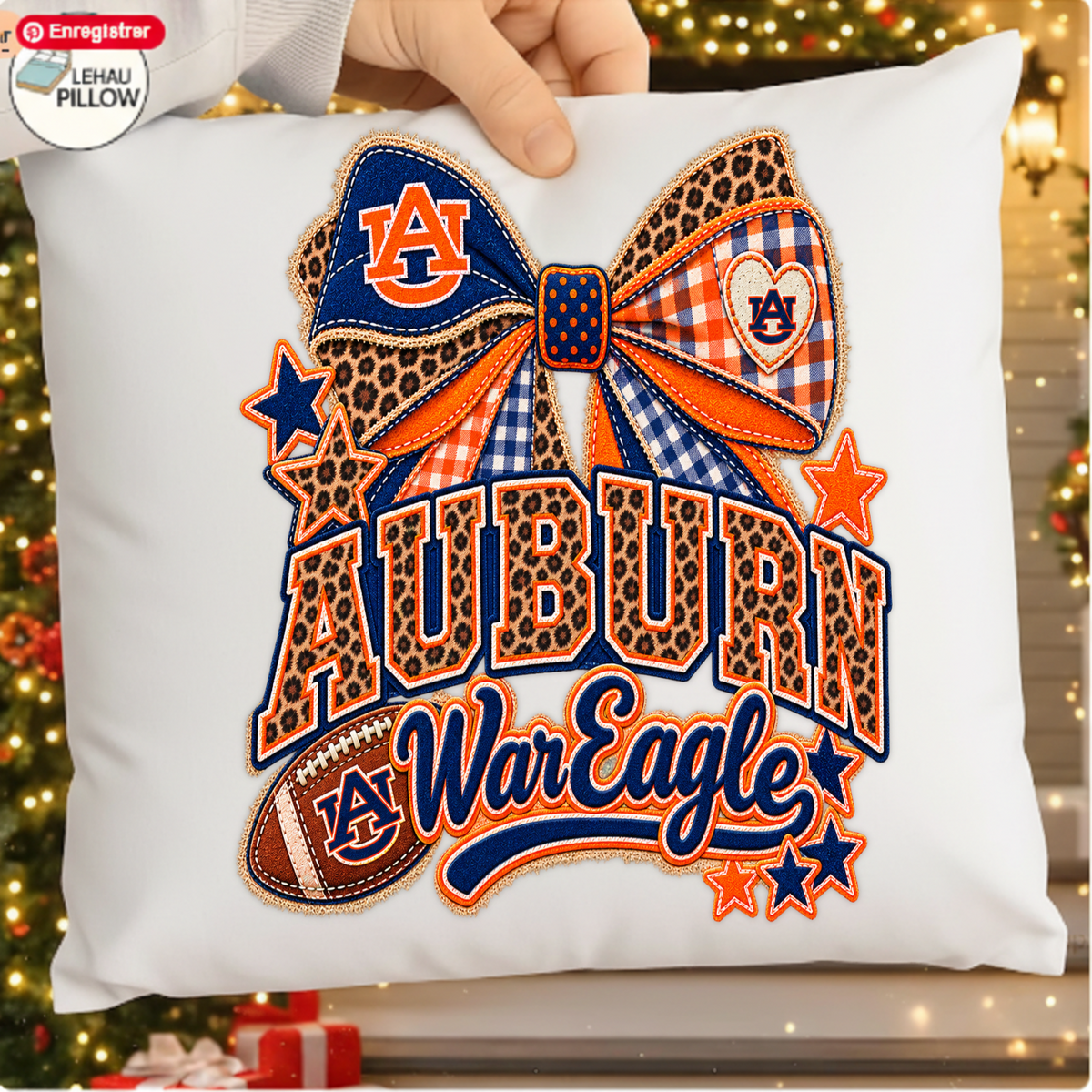 Auburn War Eagle PNG SVG Design T Shirt Football Bow Embroidery Graphic
