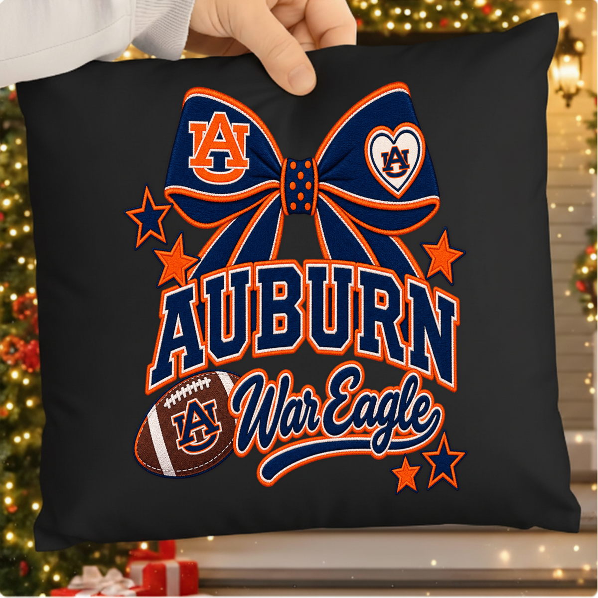 Auburn War Eagle PNG SVG Design T Shirt Football Bow Embroidery Graphic