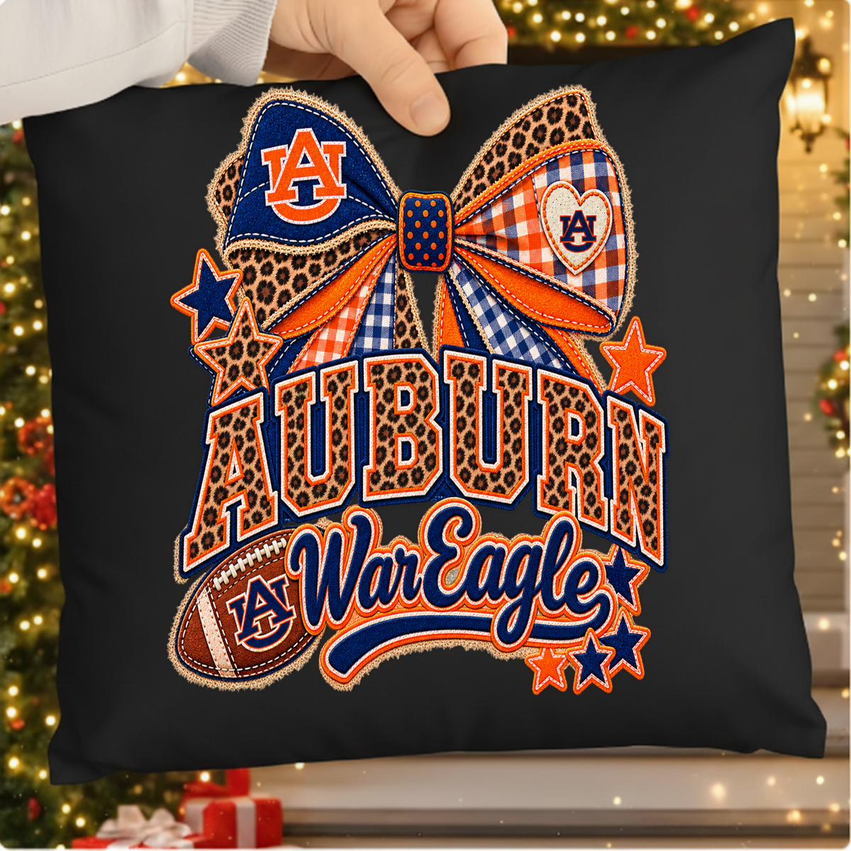 Auburn War Eagle PNG SVG Design T Shirt Football Bow Embroidery Graphic