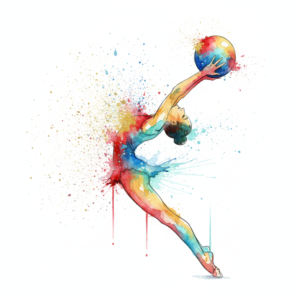 30 Rainbow Gymnastics Watercolor PNG Clip Art Bundle Gymnast Clipart Download