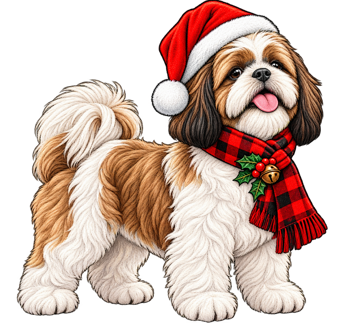 Christmas Santa & Reindeer Woodland Scene Faux Embroidery Bundle PNG SVG, Holiday Graphic