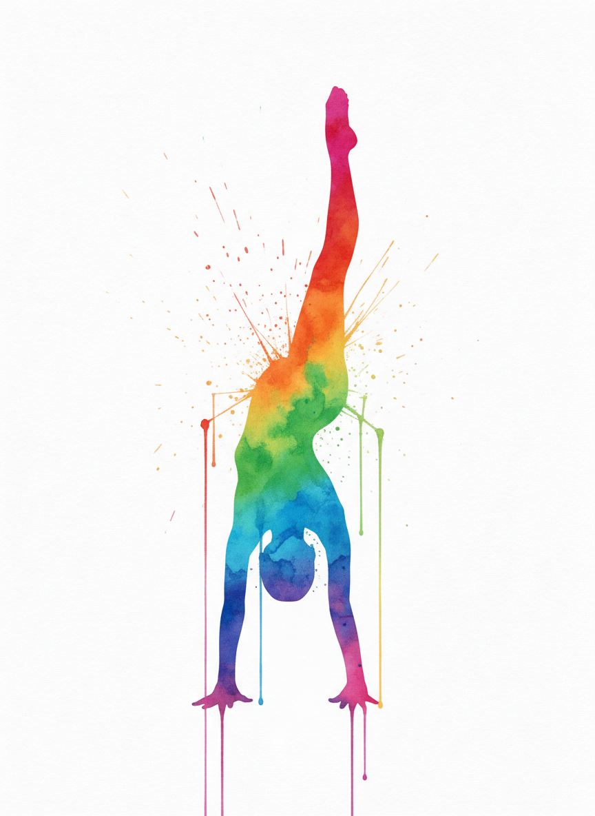 30 Rainbow Gymnastics Watercolor PNG Clip Art Bundle Gymnast Clipart Download