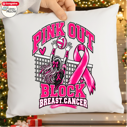 Pink Out Block Breast Cancer Volleyball Player PNG SVG, Sports Graphic