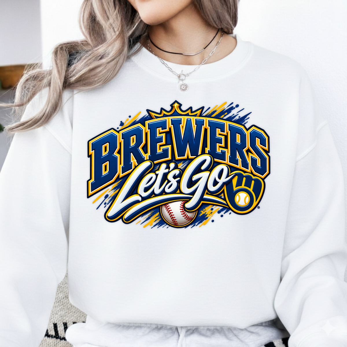 Brewers Let's Go Crown Baseball Emblem PNG SVG, Game Day Graphic