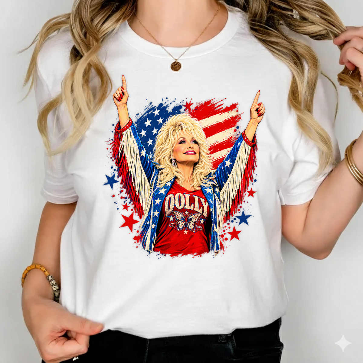 Patriotic Dolly Parton Stars and Stripes PNG SVG, Country Music Graphic