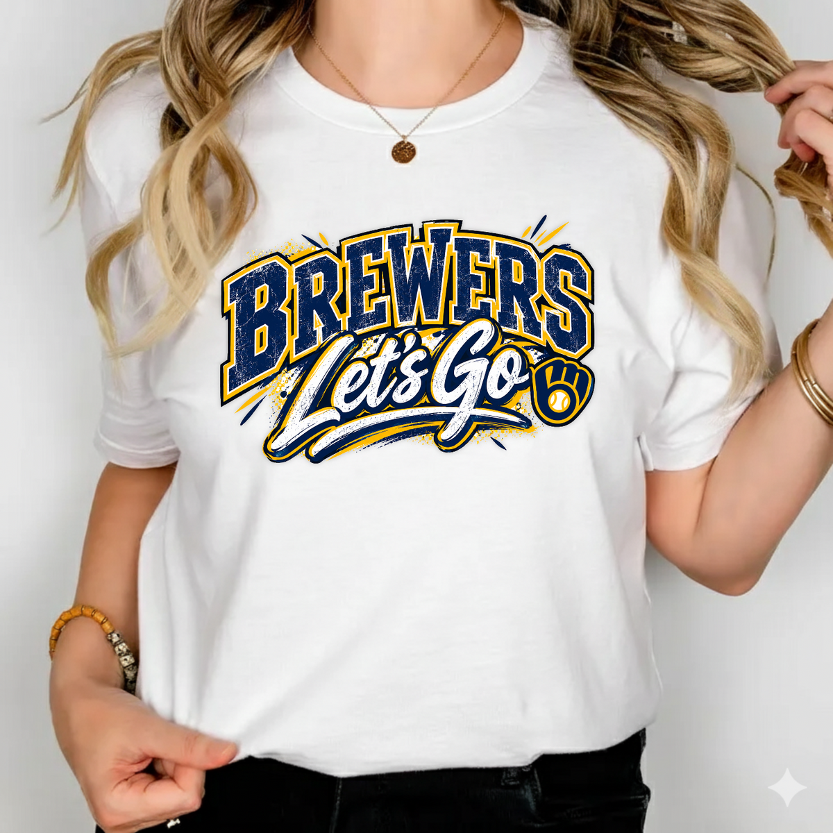 Brewers Let's Go Distressed Glove Logo PNG SVG, Baseball Game Day Graphic