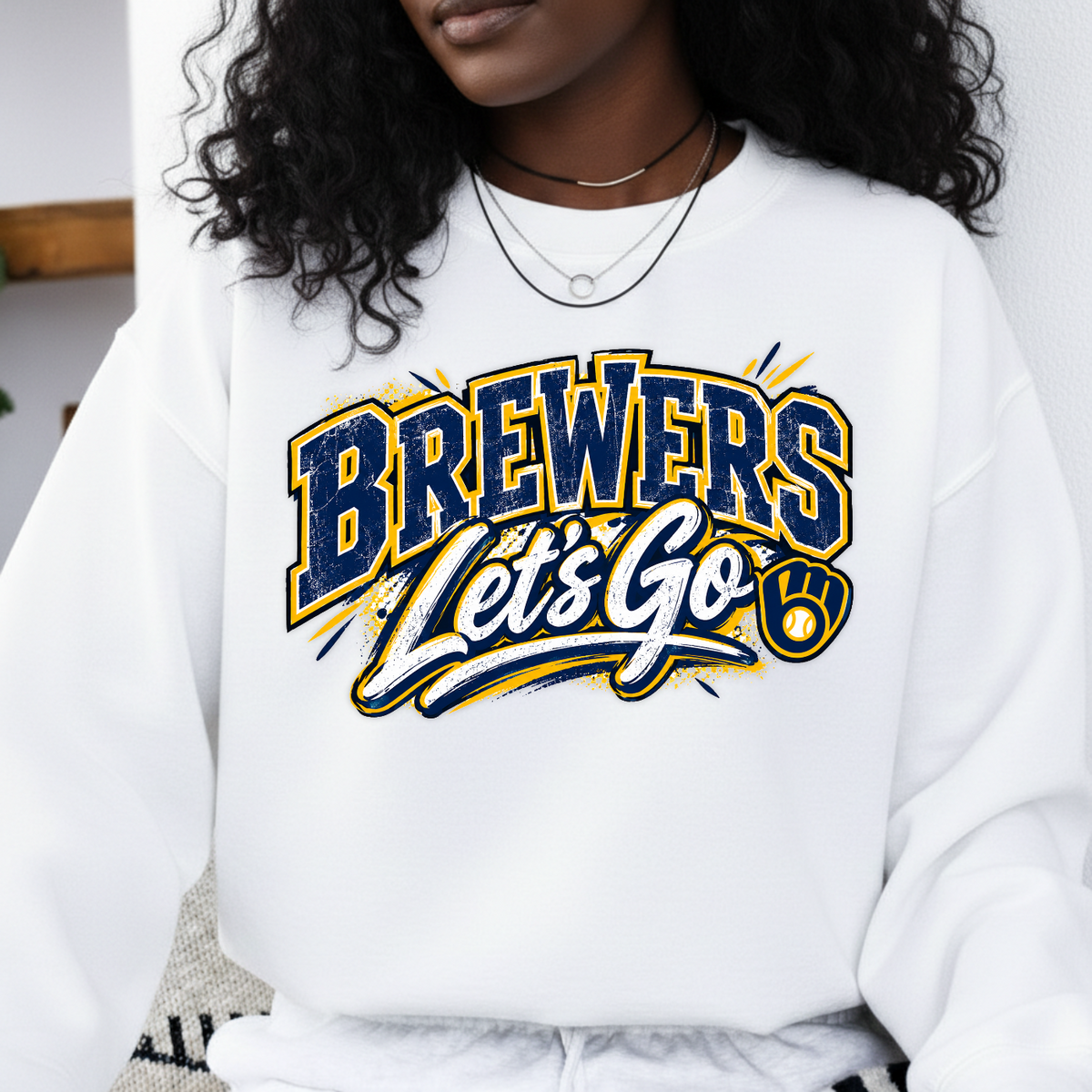 Brewers Let's Go Distressed Glove Logo PNG SVG, Baseball Game Day Graphic