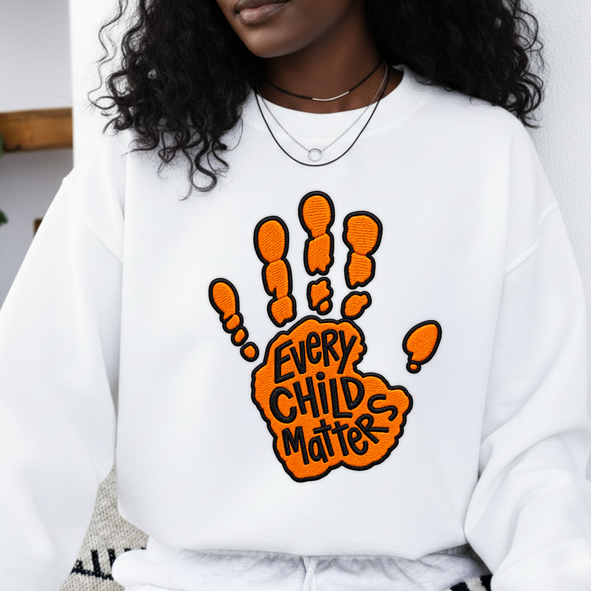 Every Child Matters Handprint PNG SVG, Orange Shirt Day Faux Embroidery Design