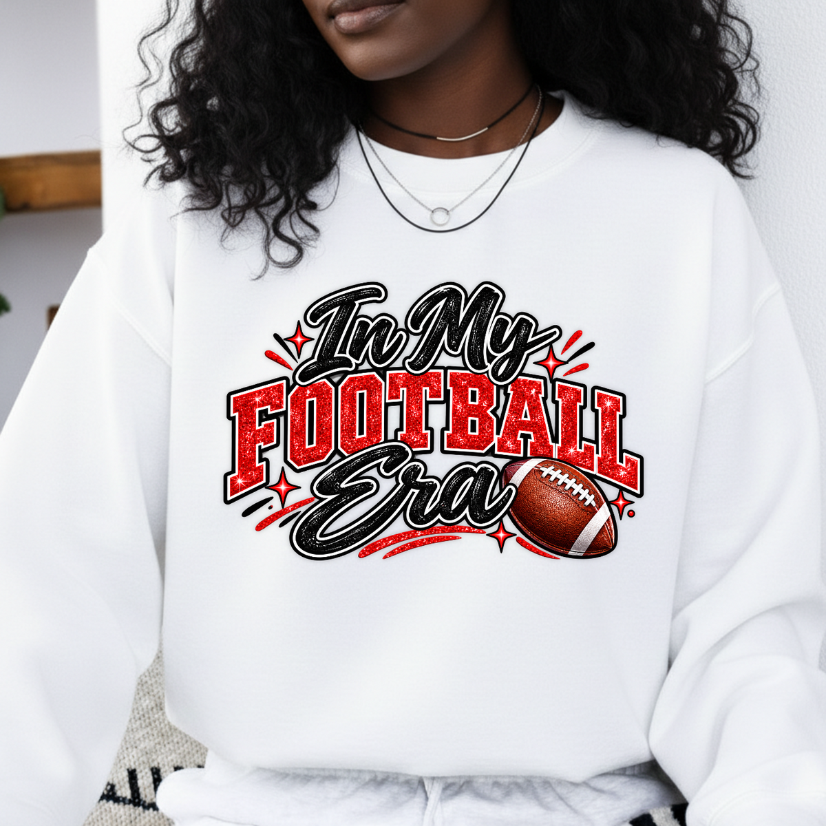 In My Football Era Red Glitter Game Day PNG SVG, Trendy Sports Graphic
