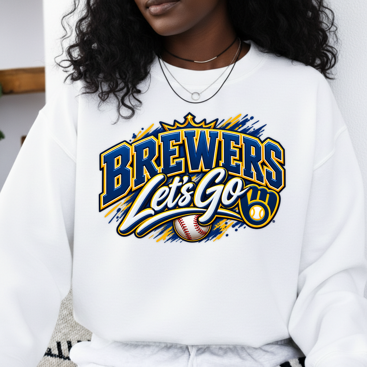 Brewers Let's Go Crown Baseball Emblem PNG SVG, Game Day Graphic