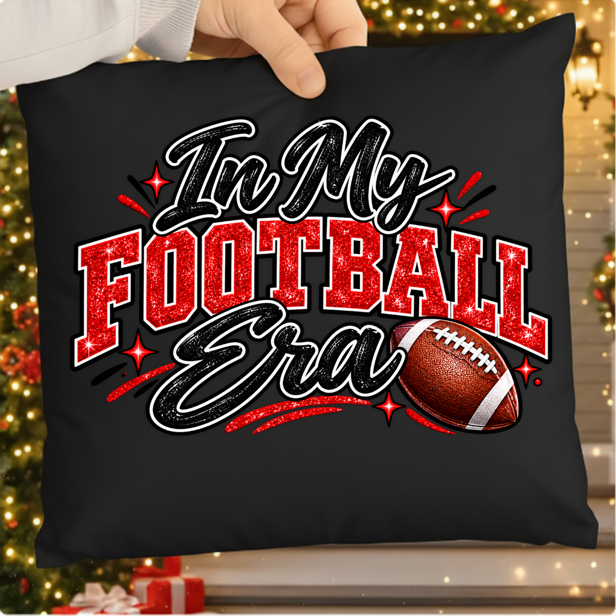 In My Football Era Red Glitter Game Day PNG SVG, Trendy Sports Graphic