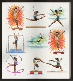 54 Gymnastics Watercolor PNG Clip Art Bundle Black Girl Gymnast Clipart Download