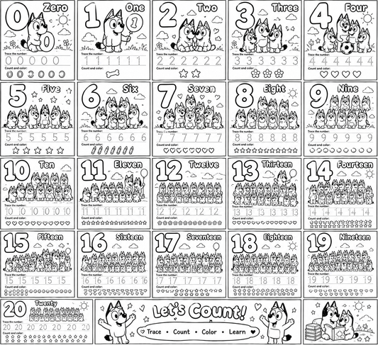 10 Numbers 0 to 20 Tracing Worksheets PDF Printable Kids Activity Sheets