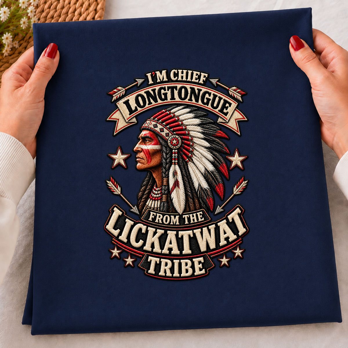 Chief Longtongue Lickatwat Tribe PNG SVG, Funny Biker Embroidery Graphic