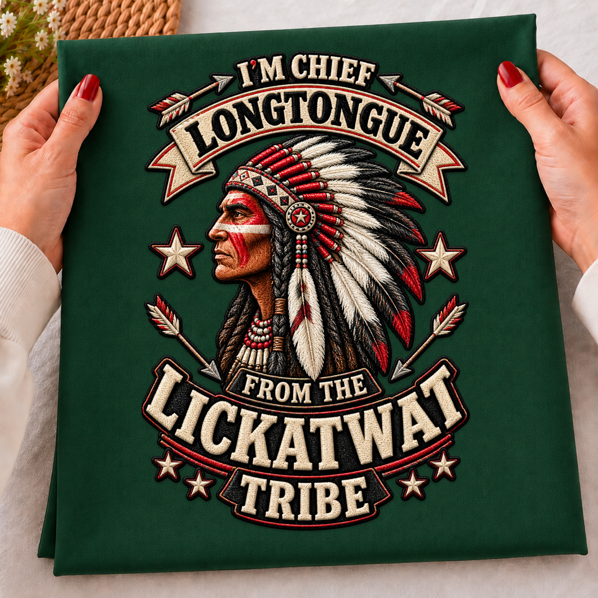 Chief Longtongue Lickatwat Tribe PNG SVG, Funny Biker Embroidery Graphic