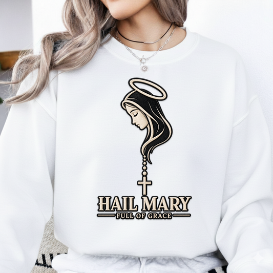 Hail Mary Full Of Grace PNG SVG Design T Shirt Virgin Mary Catholic Graphic