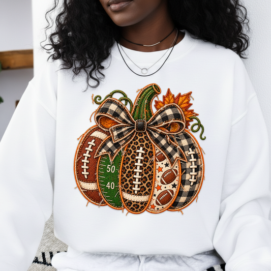Football Pumpkin PNG SVG Design T Shirt Leopard Plaid Fall Graphic