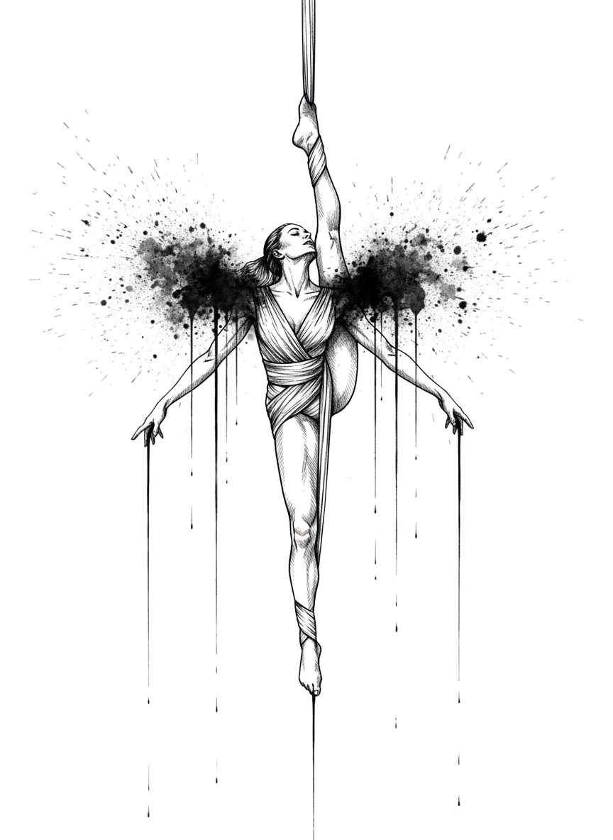 30 Aerial Silks PNG Clip Art Black Ink Contortion Acrobat Clipart Download