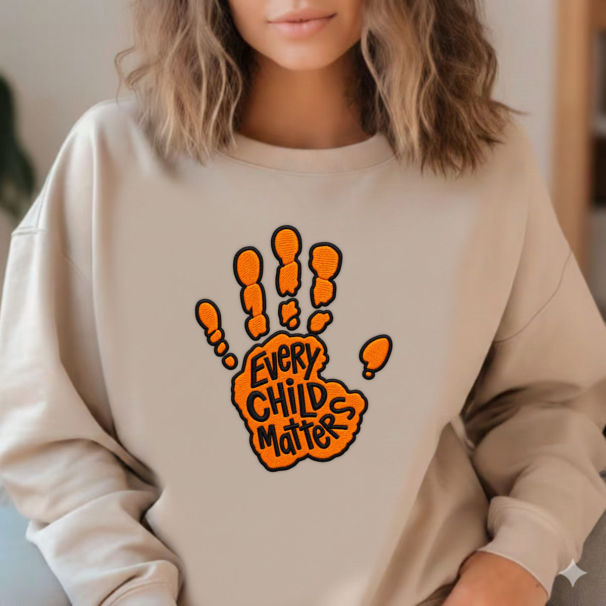 Every Child Matters Handprint PNG SVG, Orange Shirt Day Faux Embroidery Design