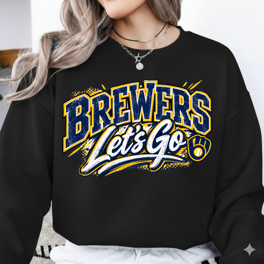 Brewers Let's Go Distressed Glove Logo PNG SVG, Baseball Game Day Graphic