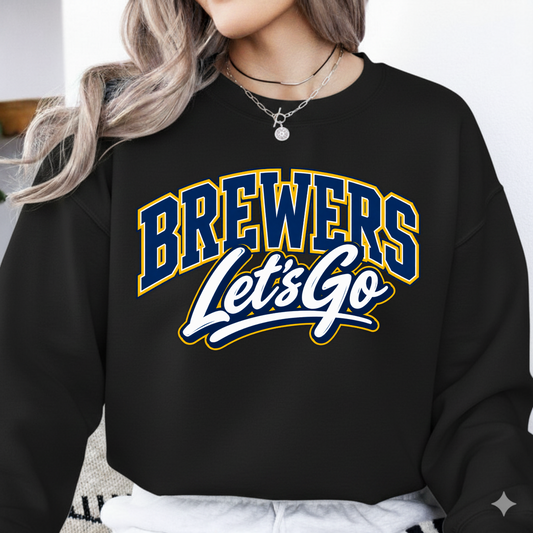 Brewers Let's Go Varsity Script Baseball PNG SVG, Game Day Graphic