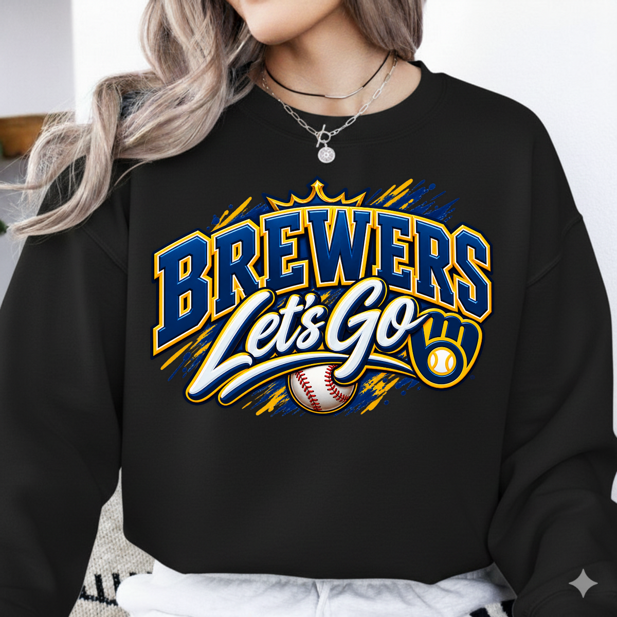 Brewers Let's Go Crown Baseball Emblem PNG SVG, Game Day Graphic