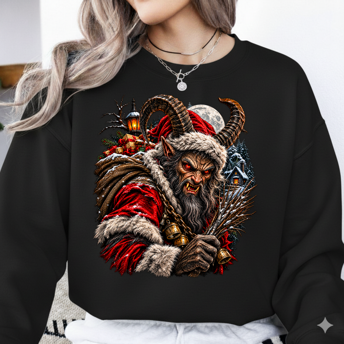 Krampus Evil Christmas Horned Santa PNG SVG, Dark Gothic Holiday Graphic
