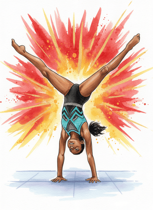 54 Gymnastics Watercolor PNG Clip Art Bundle Black Girl Gymnast Clipart Download